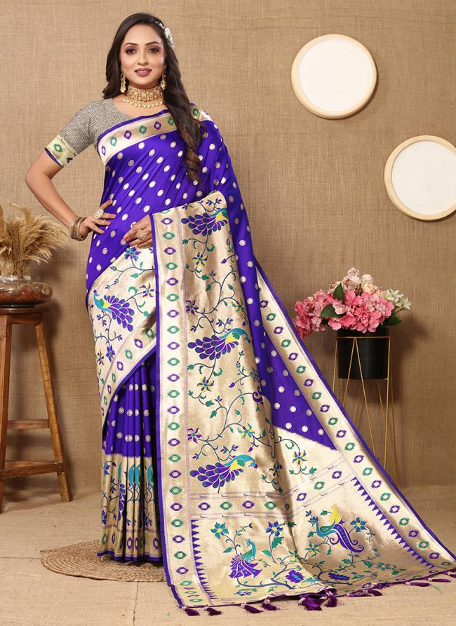 Silk Purple Traditional Wear Paithani Saree